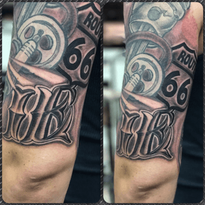 Some more work wrapping uo this half sleeve. #blackandgreytattoos #ie #route66 