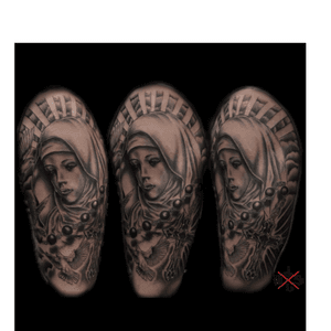 Custom virgin mary tattoo
