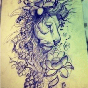 #megandreamtattoo #lion #lionhead #lotusflowers #cherryblossom 