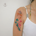 Anchor and bird watercolor tattoo by Felipe Bernardes #tattoo #tatuagem #aqurela #watercolor #ancora #tattoodo #girl #felipebernardes #espiritosanto #brasil 