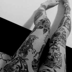 Loads of individual tattoos #legs 