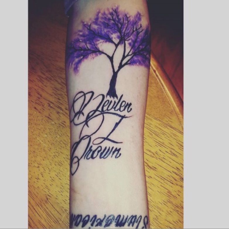 Tattoo uploaded by Chandler C. • Rest in peace devlen❤️ #tree #purple • Tattoodo Tattoo uploaded by Chandler C. • Rest in peace devlen❤️ #tree #purple • Tattoodo