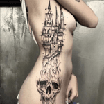 #black #castle with a #skull on #ribs by #felipheveiga @felipheveiga