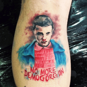 By Tattoo Artist #RogerMarx#StrangerThings #netflix #eleven #milliebobbybrown #demogorgon #watercolour #popculture