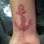 Red anchor tattoo. Done at Soma Art Tattoo #redink #anchor #somaarttattoo #redanchor 