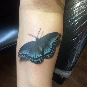  3D butterfly by Pfolkes (pstroke_stattoos) #colortattoo #forearmtattoo #butterfly #ny #longisland #3dtattoo