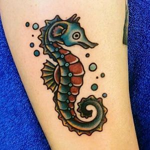 #hankypanky #amsterdam #seahorse #traditional #tattooshop #colortattoo