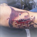 Shark tattoo #tonystattoos #sharktattoo #tonytatu #westburytattoos #longislandtattoo #blackandgreytattoo #tonystattoosnewyork #colortattoo #color #shark