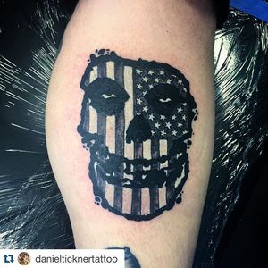 Tattoo done here at Siren Studios by danielticknertattoo #starsandstripes #flag #face #sirenstudios 