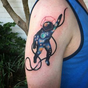Tattoo done by Jordan Mitchell #goldenagetattoos #austintx #atxtattoo #spaceman