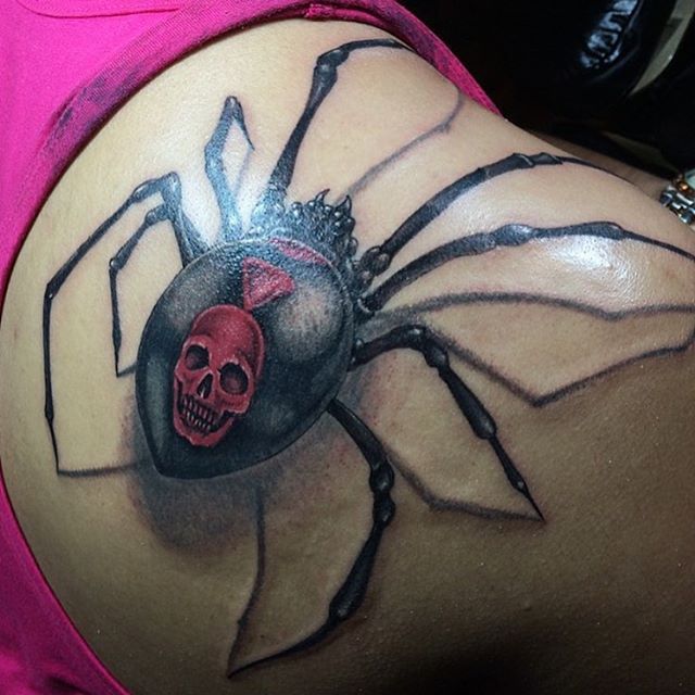 Black Widow with Web Temporary Tattoo  Temporary Tattoos