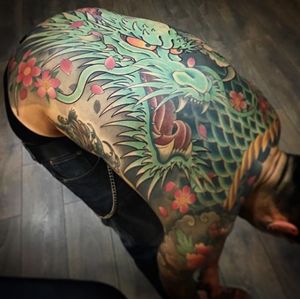#tattoo #traditional #japanese #color #blackandgray #dragons #swansongtattoo #roma