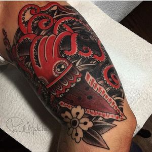 Paul Natale finish this one up on Dustin this evening. #hfbl #havefunbeluckytattoo #customtattoos #redandblackeverything