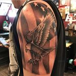 Eagle and flag done by ar_tattoos_nyc