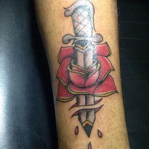 Traditional rose and dagger #rose #dagger #aztlaink #traditional