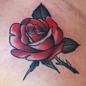 Tattoo by Julie Bolene ! #thunderbirdtattoo #eastsidela #juliebolene #thunderbirdtattoola #echoparktattoo #love #silverlake #rosetattoo #traditionalrosetattoo #traditionalrose #rose #traditional
