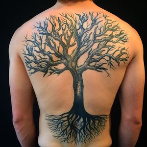 Healed tattoo by Dadan Horton #backtattoo #tree #treetattoo #blackwork #denmark #winter #copenhagen #cph #copenhagentattoo #lefixworld #lefixcph #lefixcitytattoo #dadanh #back