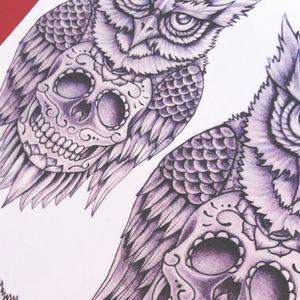 #artshare #tattooart #owl #sugarskull #detail