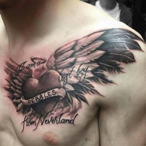 Chest piece done by Danny McGee Rose
#chesttattoo #wings #hearttattoo #blackandwhite #wingstattoo