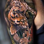 Created by Yomico Moreno. His animal portraits have been outstanding, here is a Jaguar to add to the list. #colortattoo #bigcat #nyc #lastritestattoo #yomicoart #realism #realistictattoo