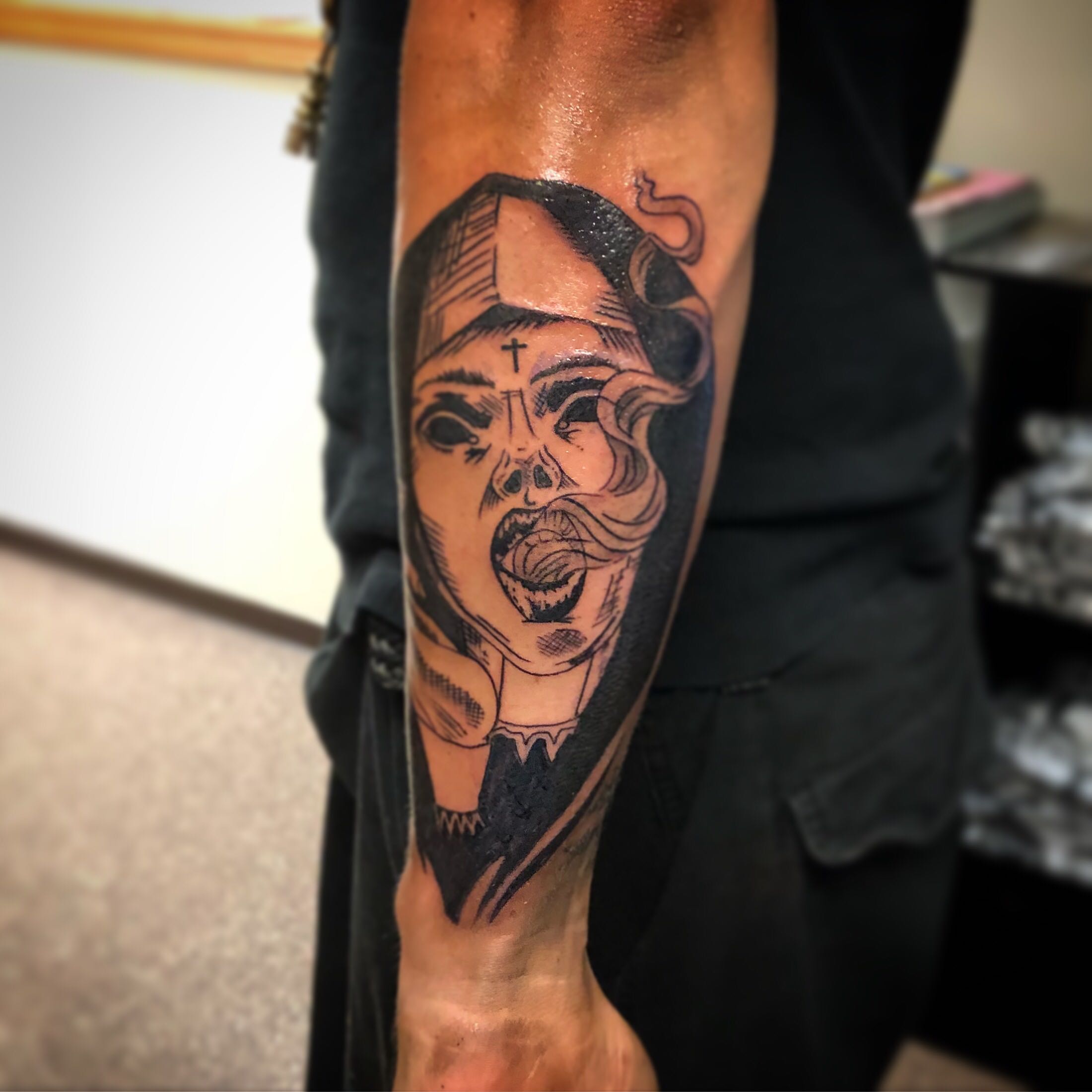 The nun from the town tattoo  Sick tattoo Leg tattoos Full body tattoo