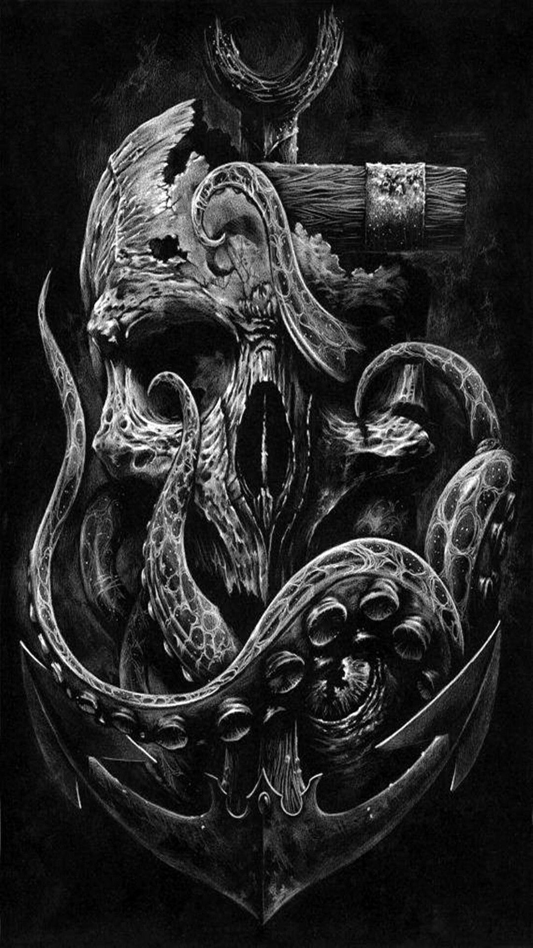 Black kraken tattoo