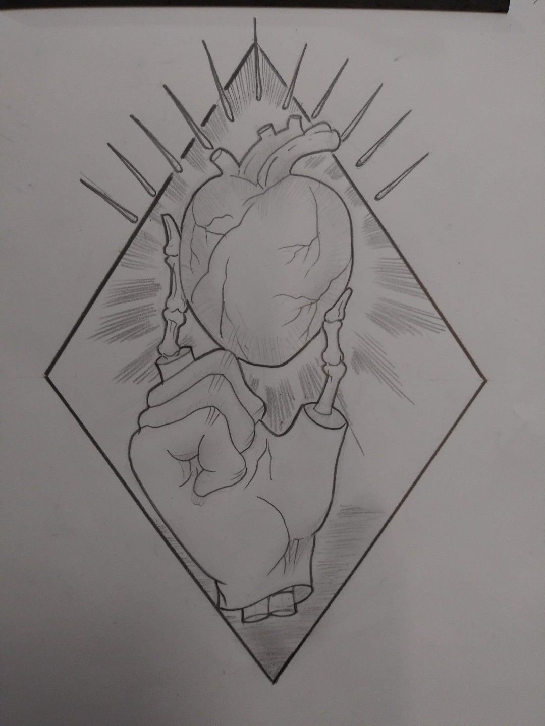 Hand Crushing Heart Drawing