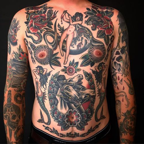 traditional american tattoo chest